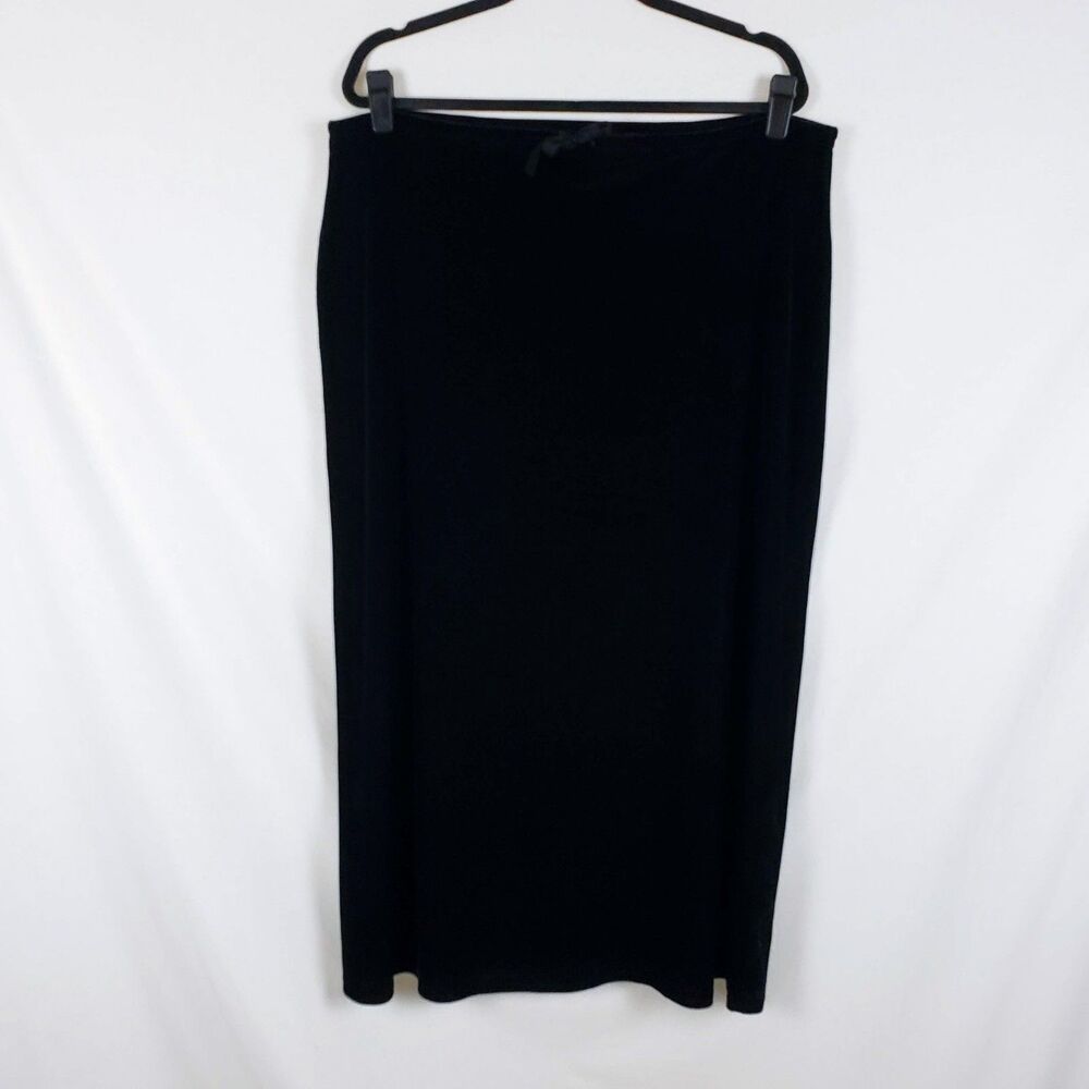Villager Goth Witchy Black Drawstring Velvet Maxi Skirt Womens XL Whimsigoth